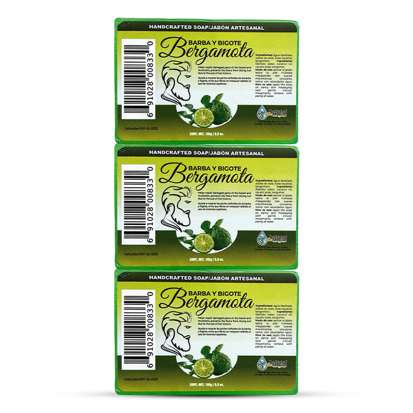 Jabón de Bergamota Barba y Bigote Pack de 3