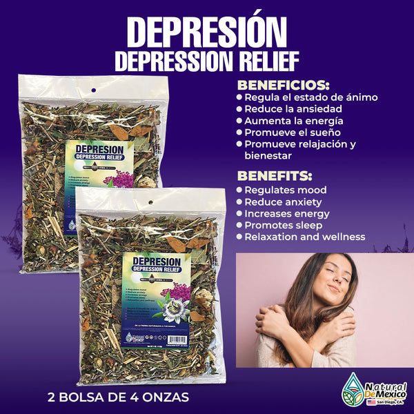 Compuesto Herbal Depresion 2 / 4 Oz Regula el Estado de Animo Reduce la Ansiedad
