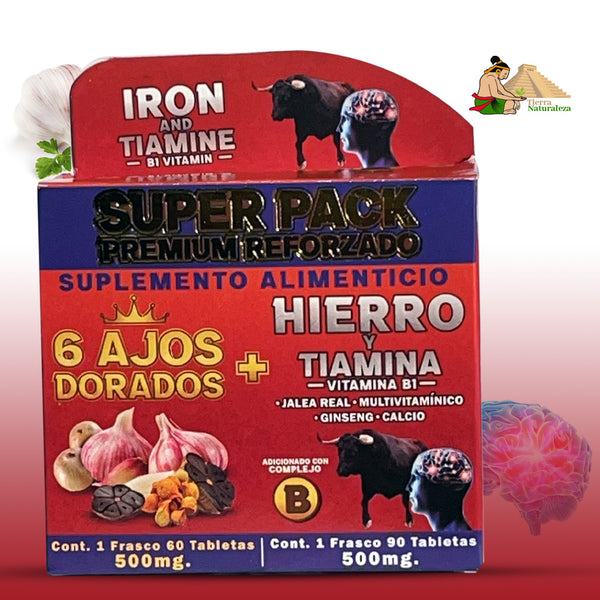 Suplemento Hierro y Tiamina Vitamina B1 150 Tabs. Multivitamínico + Ginseng