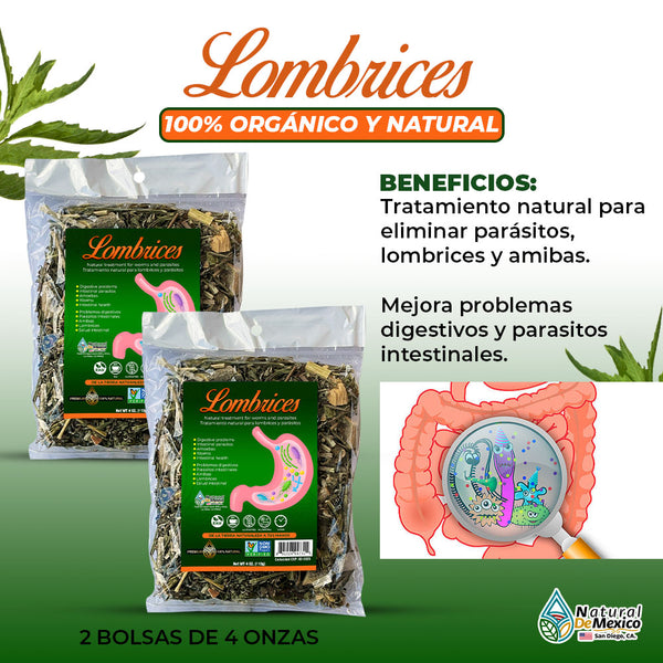 Compuesto Herbal Saca Lombrices 8 oz (2 Bolsas de 4 Oz)