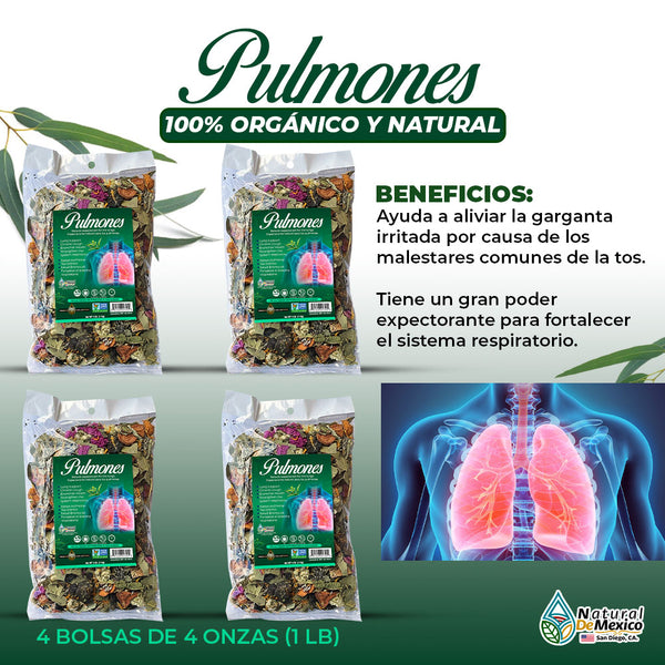 Compuesto Herbal Pulmones 1 Lb (4 Bolsas de 4 oz)