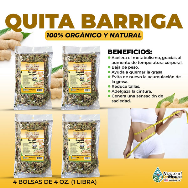 Compuesto Herbal Quita Barriga 1 Lb (4 Bolsas de 4 Oz)