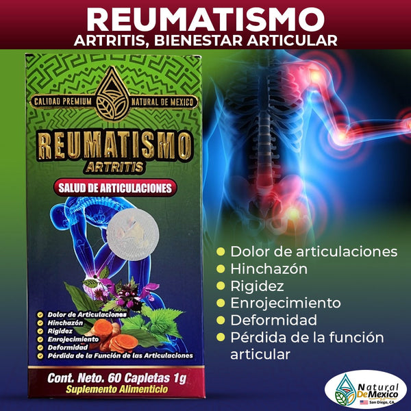 Suplemento Reumatismo Artritis Dolor de Articulaciones Hinchazon Rigidez Enrojecimiento Deformidado