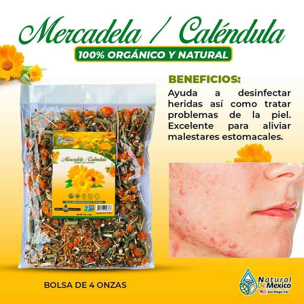 Flores de Calendula Herbal/Tea 4 oz-113gr. Mercadela Flower PIEL MAS SALUDABLE