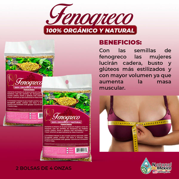 Semillas de Fenogreco Aumenta Gluteos y Senos Fenugreek Seeds 8oz(2 de 4oz)-227g