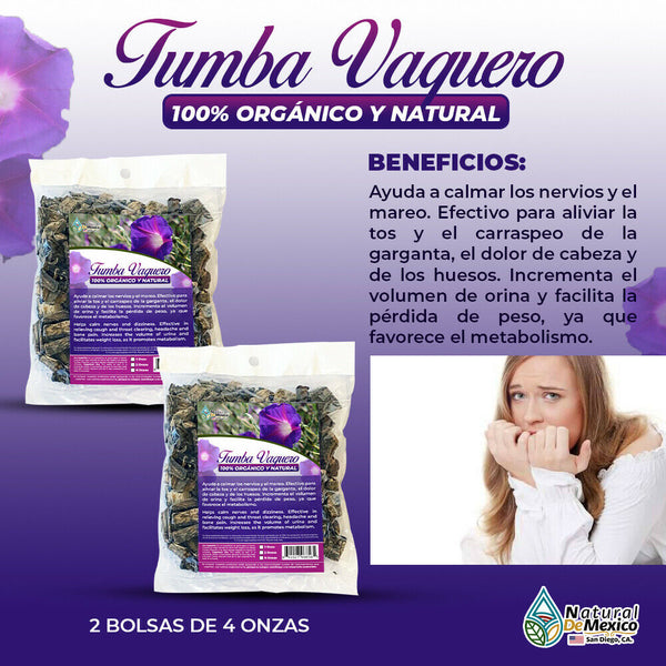 Tumba Vaquero nervios alterados insomnio estres ansiedad 8 onzas(2 de 4oz)-227g.