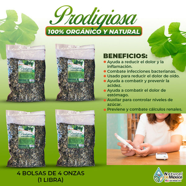 Prodigiosa Prodijiosa Siempre Viva Regula niveles de azucar 1 Lb(4 de 4oz)-453g.