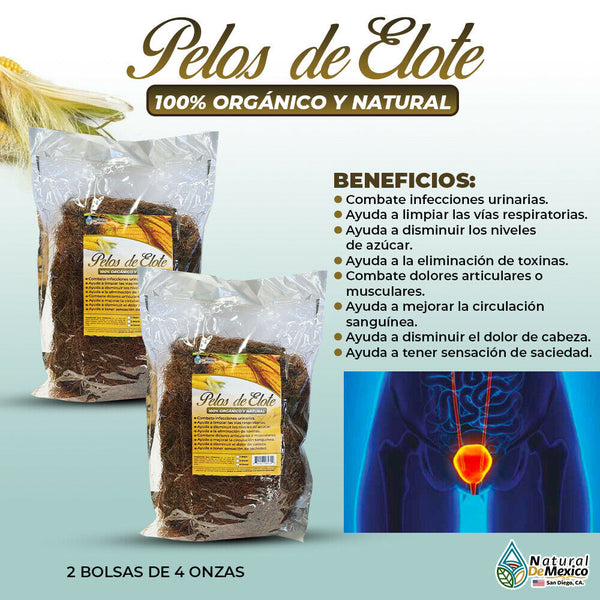 Pelos de Elote Corn Silk combate infecciones urinarias 8 onzas (2 de 4 oz)-227g.