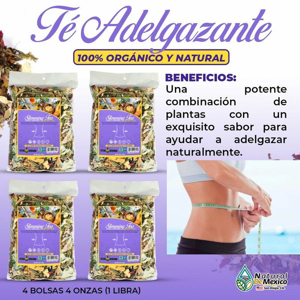 Te Adelgazante Slimming tea para perder bajar de Peso 1 Libra (4 de 4oz)-453g.