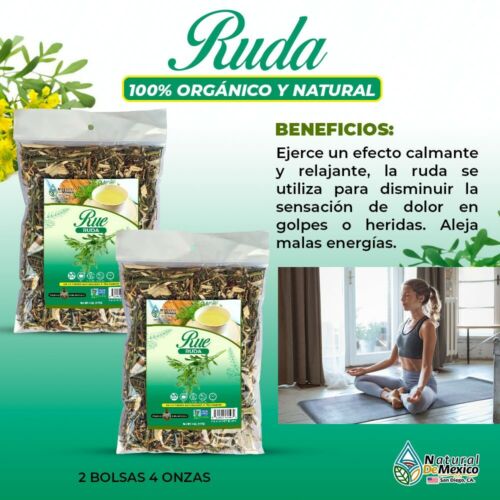 Ruda/Rue Herb (Ruta graveolens) Calmante y relajante 8 onzas (2 de 4oz) -227g.