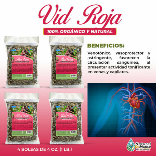 Hojas de Vid Roja 1 lb. 453gr. (4/4 oz.) Red Vine Leaves Herb Tea Para Varices