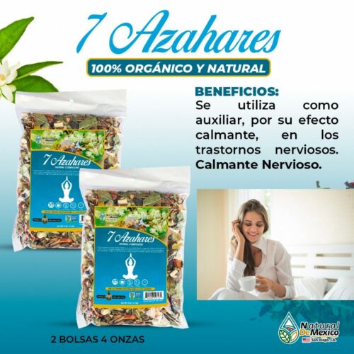 Te 7 azahares Flor azahar, tila, manita SUPER RELAJANTE 8 onzas(2 de 4oz)-227g.