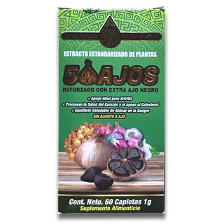 5 Ajos Suplemento Natural Reforzado con Ginkgo Biloba 90 Garlic Tabs.
