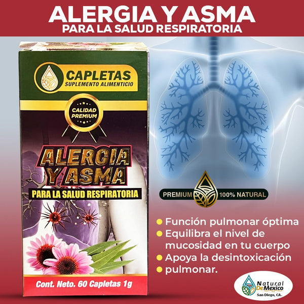 Suplemento Alergia y Asma 60 Caps Apoya Desintoxicacion Pulmonar Allergy & Asthma