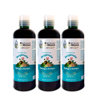 Shampoo Bergamota Moringa y Romero Combo de 3