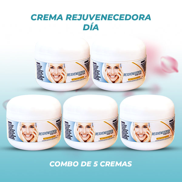 Crema Rejuvenecedora Día Combo de 5 Gratis 2 Jabones Líquidos