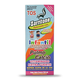Jarabe Tos Infantil Zorritone Reforzado con Vitamina C y Propóleo Pulmo Calcio Vitaminado Extra Fuerte Frasco 250 ml