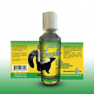 Aceite de Zorrillo 100% Natural Support Respiratory Problem