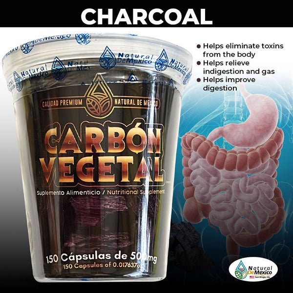 Carbon Vegetal 150 Capsulas Ayuda a Eliminar Toxinas en el Cuerpo Ayuda Indigestion