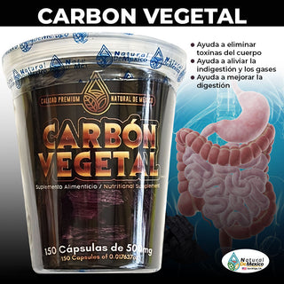 Carbon Vegetal 150 Capsulas Ayuda a Eliminar Toxinas en el Cuerpo Ayuda Indigestion