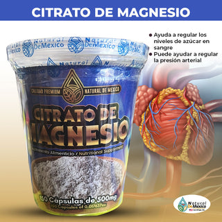 Citrato de Magnesio 150 Capsulas Ayuda a Regularizar Niveles de Azucar en la Sangre Ayuda a Presion Sanguinea