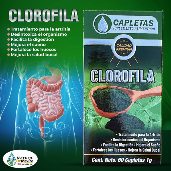 Clorofila Suplemento 60 Caplets Oxigenar, Depurar, Desintoxicar los Organos
