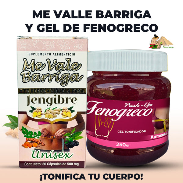 Suplemento Me Vale Barriga 30 Caps. y Gel de Fenogreco 250gr.