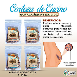 Corteza de Encino Herbal Tea Bolsa de 1 Lb (4 Bolsas de 4 oz)