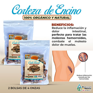 Corteza de Encino Herbal Tea Bolsa de 8 Oz (2 Bolsas de 4 Oz.)