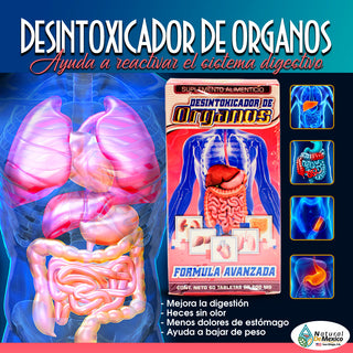 Desintoxicador de Organos Suplemento 60 Tabs. Formula Avanzada Limpieza Total