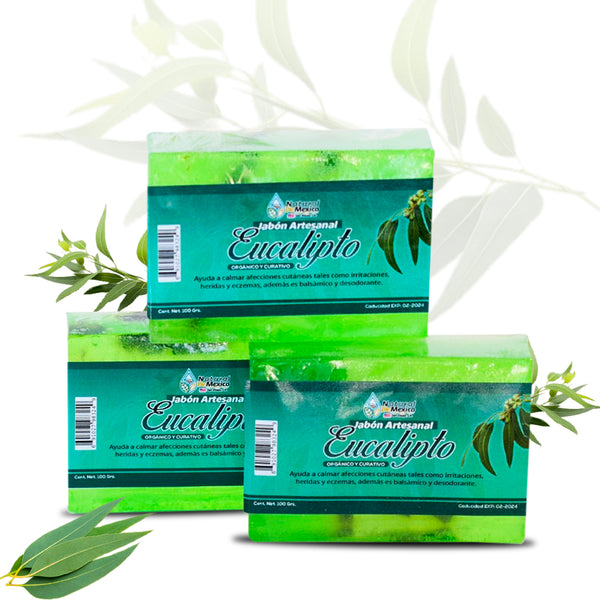Jabón de Eucalipto 100% Natural Hecho a Mano Pack de 3