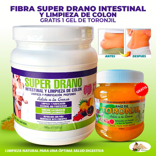Fibra Super Drano Intestinal y Limpieza de Colon Gratis 1 Gel Toronjil