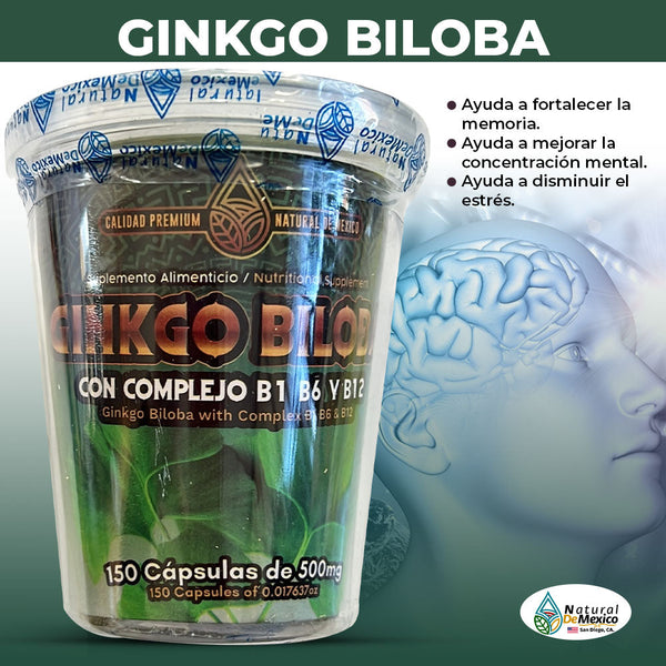 Ginkgo Biloba 150 Capsulas Ayuda a Fortalecer la Memoria Mejora Concentracion