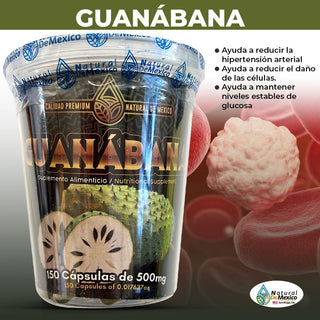 Guanabana 150 Capsulas Ayuda a Reducir Presion Arterial Ayuda a Niveles de Glucosa