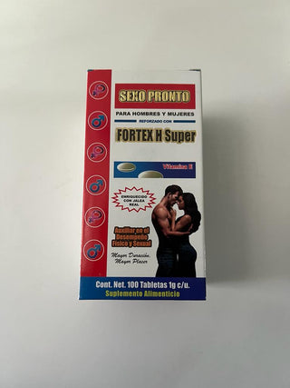 Suplemento Alimenticio Sexo Pronto para Hombres y Mujeres Reforzado con Fortex H Super 100 Tabletas