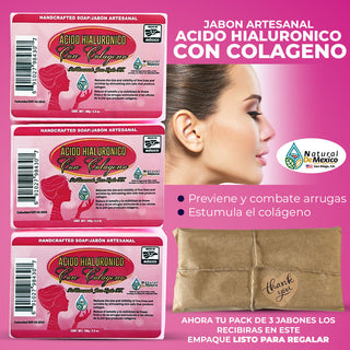 Jabon Acido Hialuronico con Colageno para la piel Pack de 3