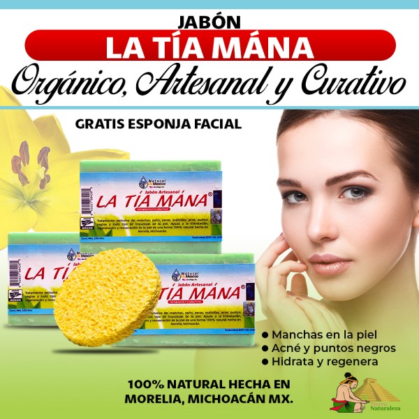 Jabón Facial La Tía Mána Hecho en Morelia Michoacan Pack 3