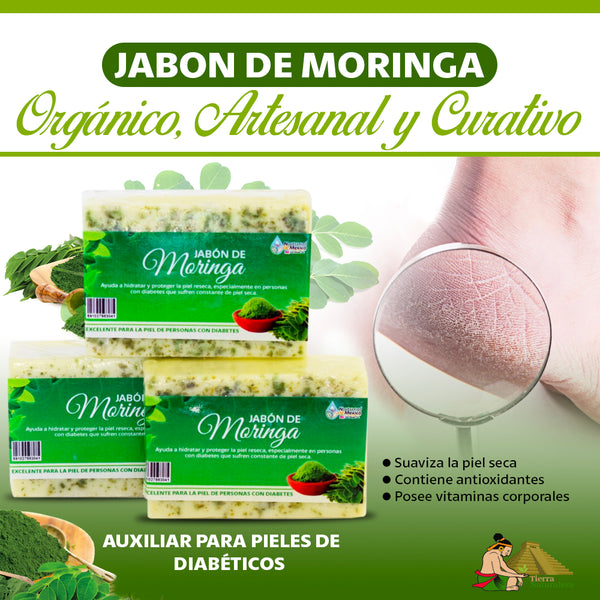 Jabón de Moringa Barra Artesanal y Curativo Pack de 3 Para Pieles Resecas