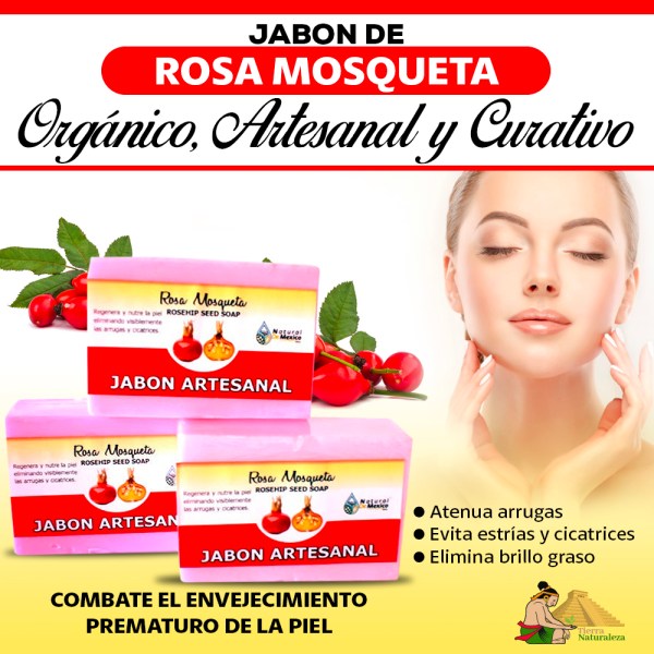 Jabon de Rosa Mosqueta Ecológico y Artesanal Pack de 3 RoseHip Bar Soap