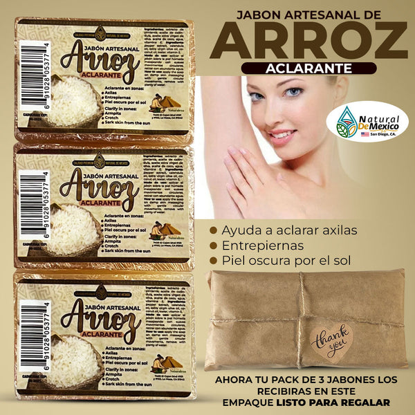 Jabón de Arroz Aclarante 100 g. Pack de 3
