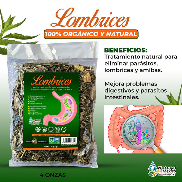 Compuesto Herbal Saca Lombrices 4 oz. 113gr. Desparasitante Natural