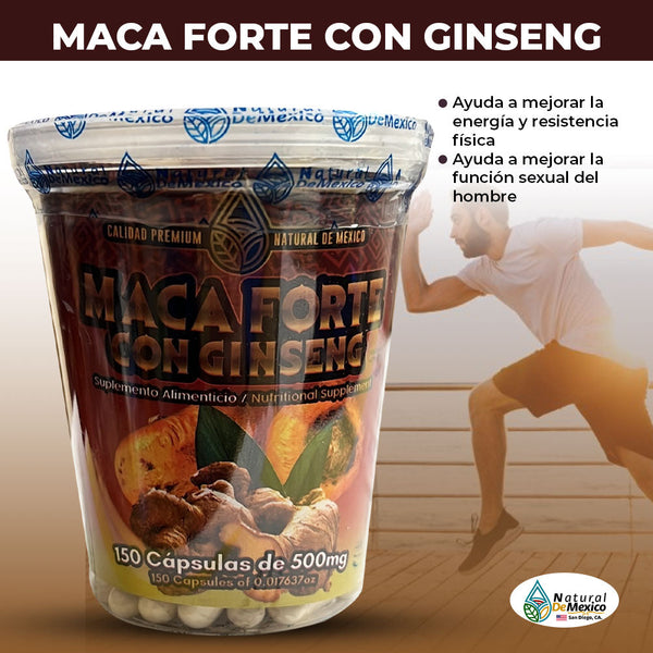 Maca Forte 150 Capsulas Ayuda a Energia y Resistencia Fisica Ayuda a Mejorar Funcion Sexual del Hombre