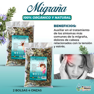 Compuesto Herbal para la Migraña 8 Oz (2 Bolsas de 4 Oz)