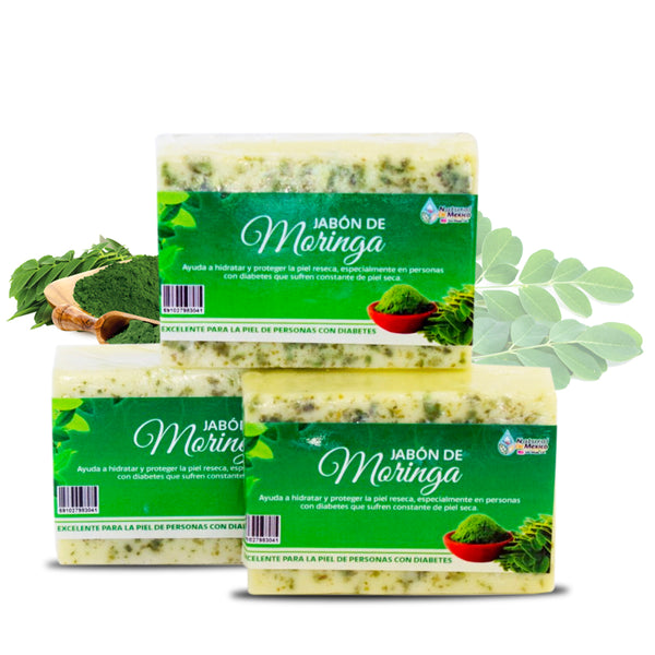 Jabón de Moringa Barra Artesanal y Curativo Pack de 3 Para Pieles Resecas
