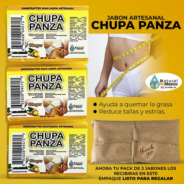 Soap Suck Belly in Artisan Bar Pack of 3 Helps Burn Fat Reduces Sizes and Stretch Marks