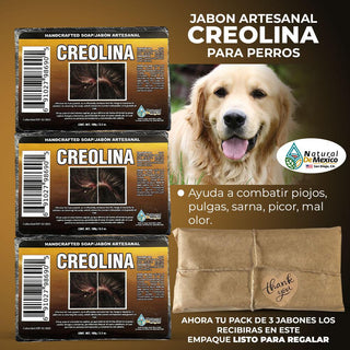 Jabon de Creolina Soap (Pack de 3) Para Perros y Caballos, Pijos, Sarna, Caspa