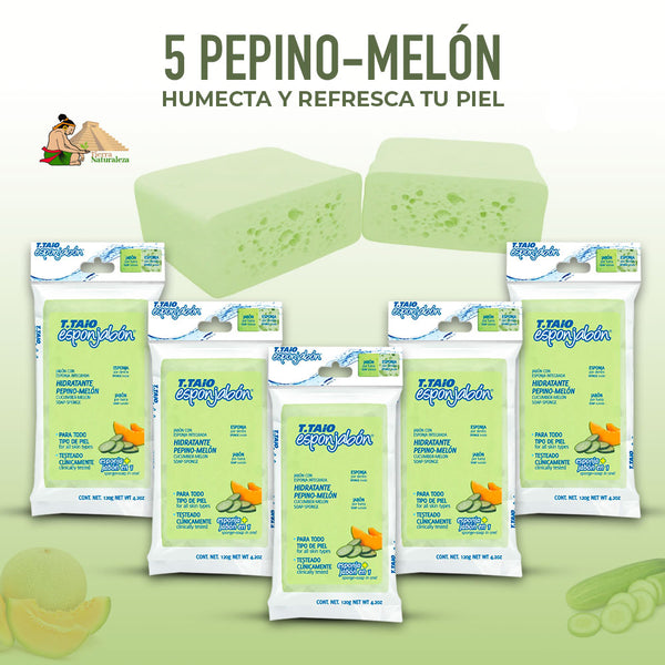 Esponjabón Pepino Melón Hidratante T.TAiO Pack de 5