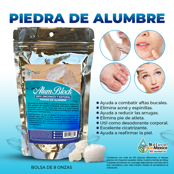 Piedra de Alumbre Natural Alum Stone deodorant 8 oz-227g Desodorante Natural