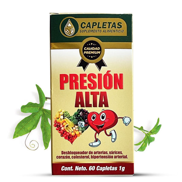 Presión Alta Suplemento Natural 60 Capletas Hipertensión, Colesterol