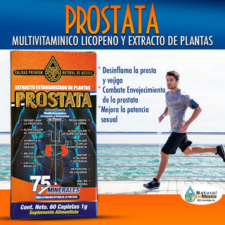 Próstata Suplemento Natural 60 Tabs. Multivitaminicos y Extractos de Plantas Salud Prostática